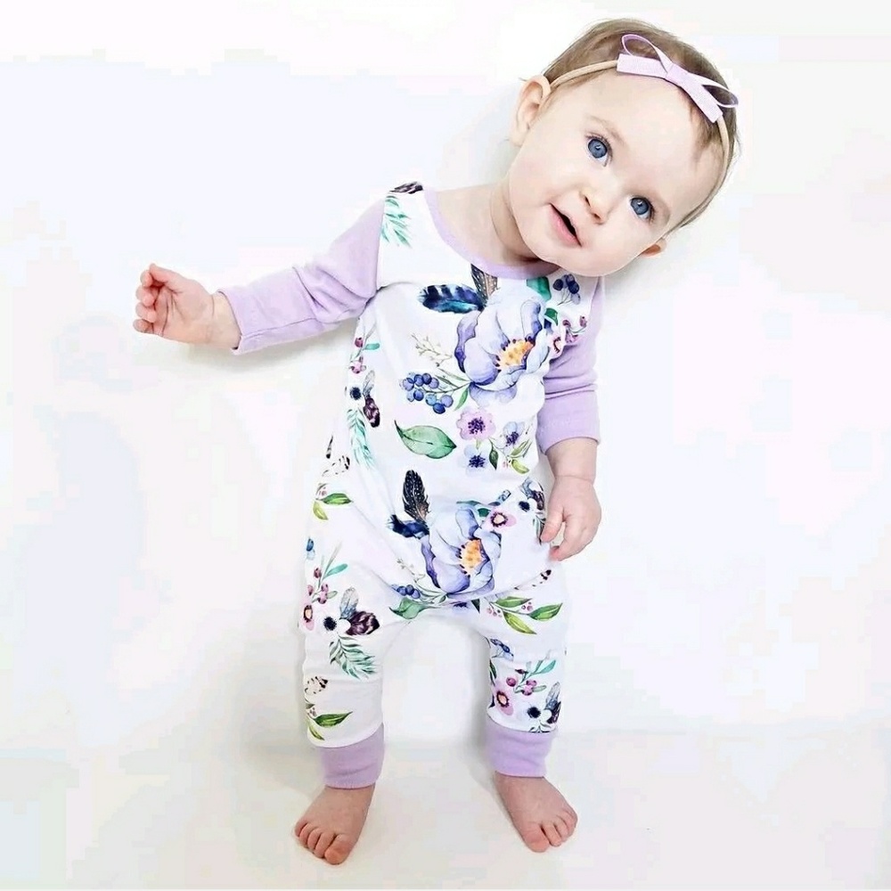 The Olivia - Baby Girl Lavender & Floral One Piece